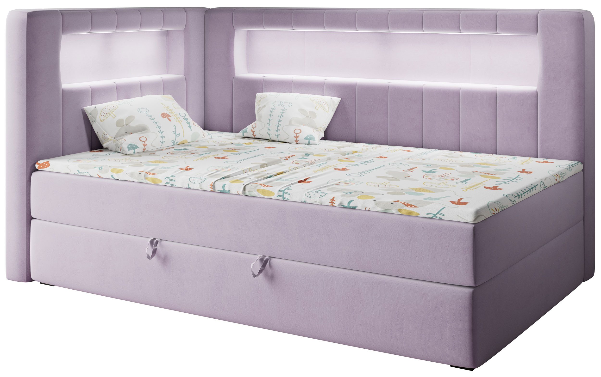 MKS MÖBEL Kinderbett GOLD JUNIOR 3 (Set, Packung, T30-Schaum, Einzelbett mit Matratze, für Kinderzimmer), Kinderbett mit Led, Jugendbett, Polsterbett