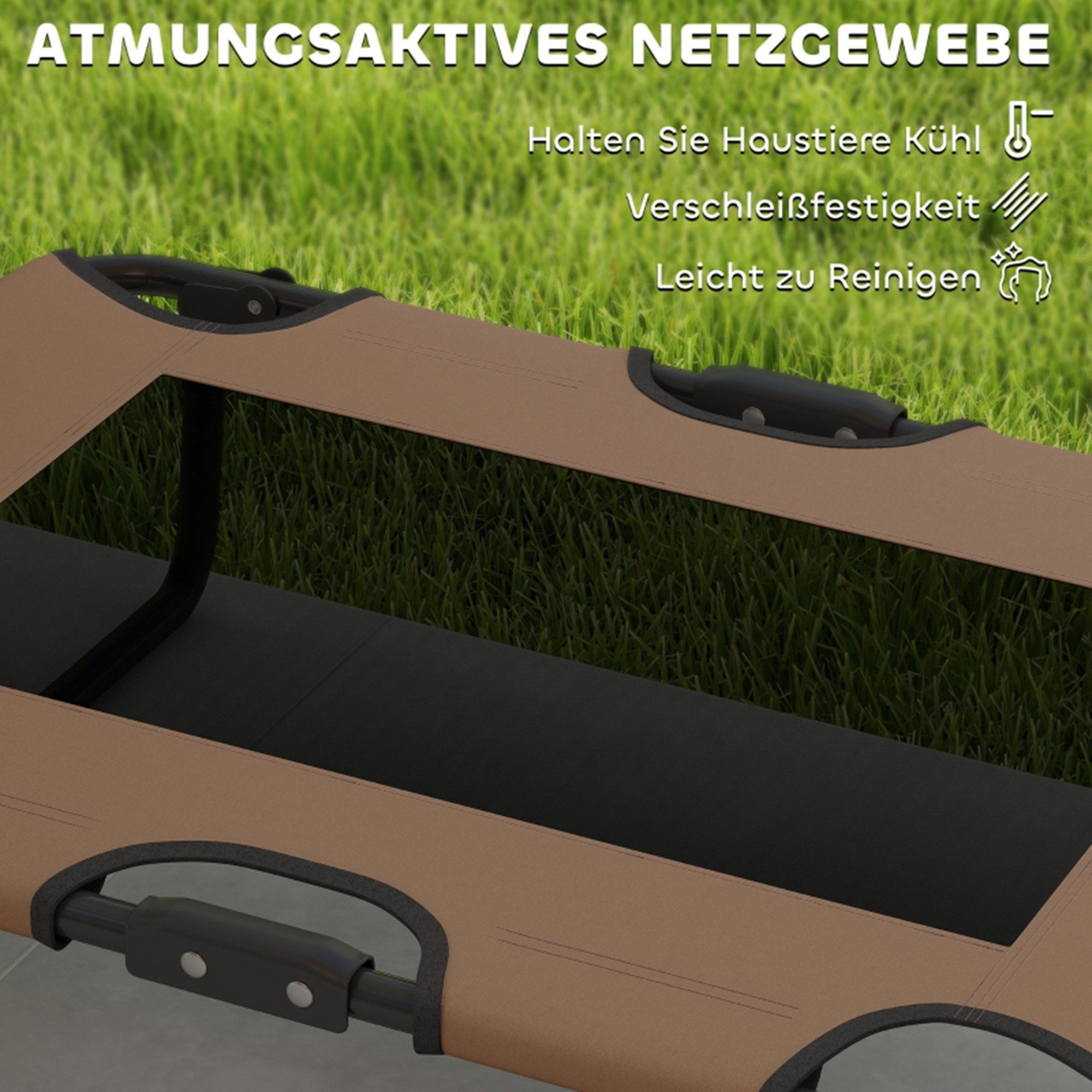 MC Star Tierkissen Erhöhtes Hundebett klappbar Haustierbett, Outdoor Hundeliege, mit Netzdesign Kaffee Oxford 75 x 51 x 18 cm