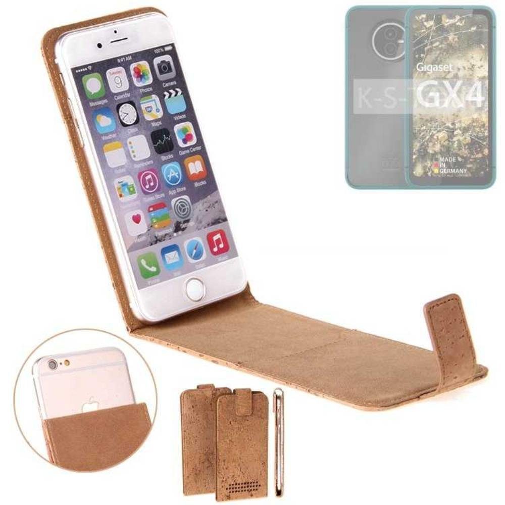 K-S-Trade Handyhülle für Gigaset GX4, Handyhülle Kork Hülle Flipstyle Case Schutzhülle Kork Case