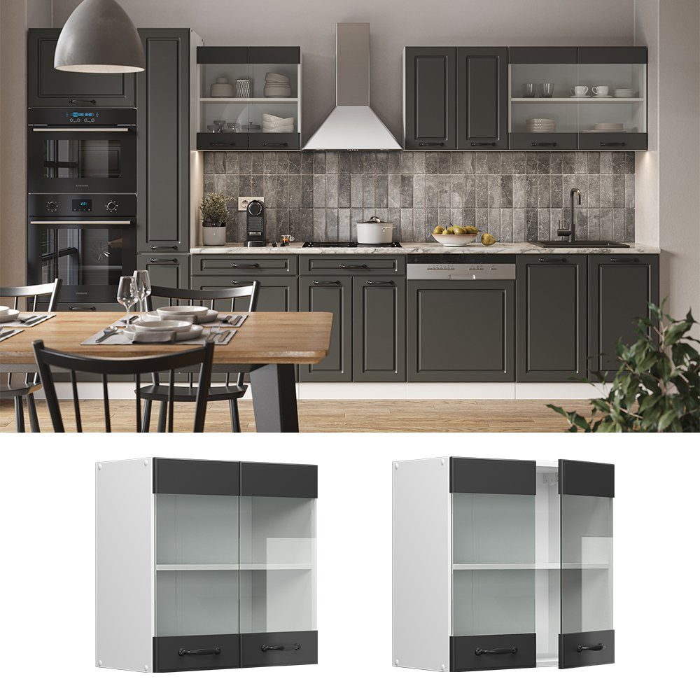 Vicco Glashängeschrank R-Line, Anthrazit Landhaus/Weiß, 60 günstig online kaufen