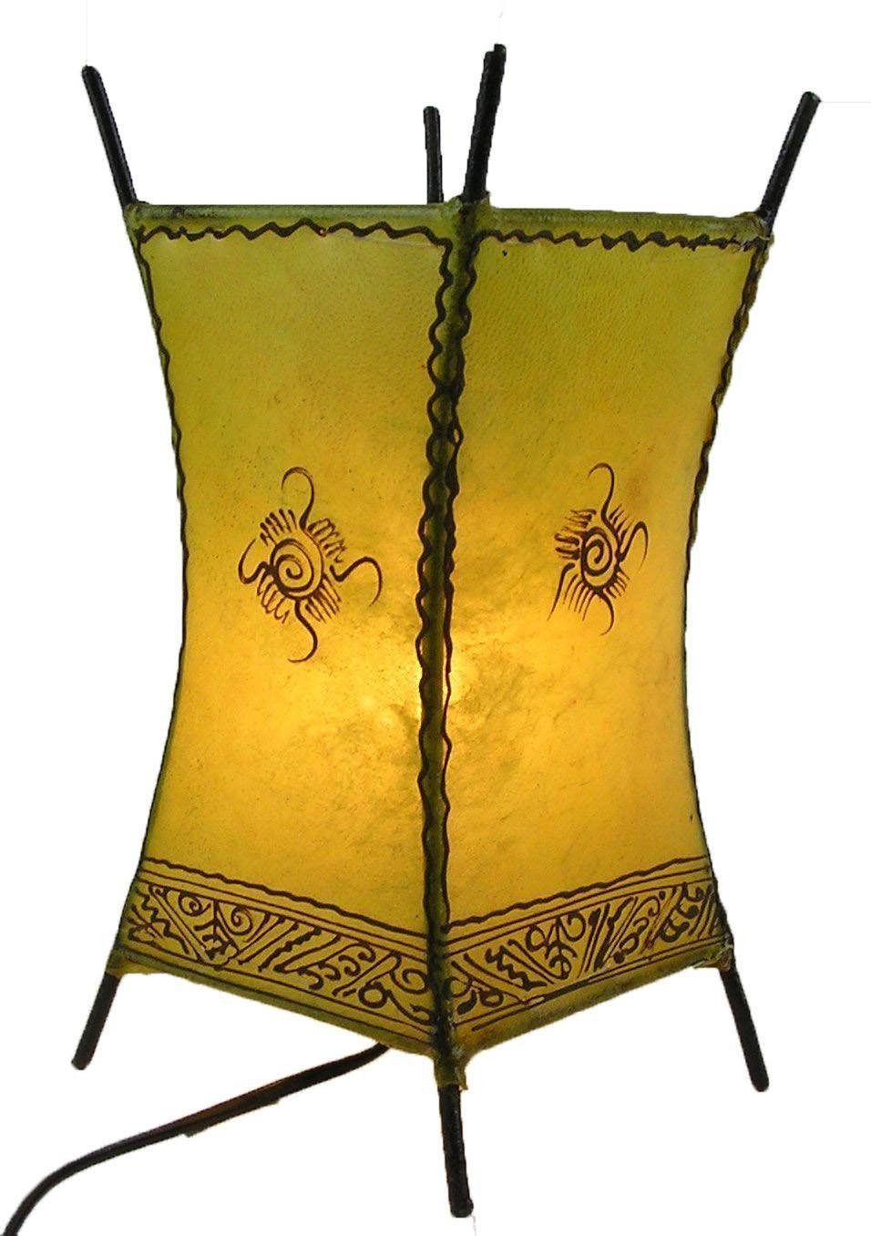 Stehlampe marokkanische Gelb Leuchtmittel, Warmweiß, ohne SIMANDRA Lederlampe Ambilight, Sonne, Carree