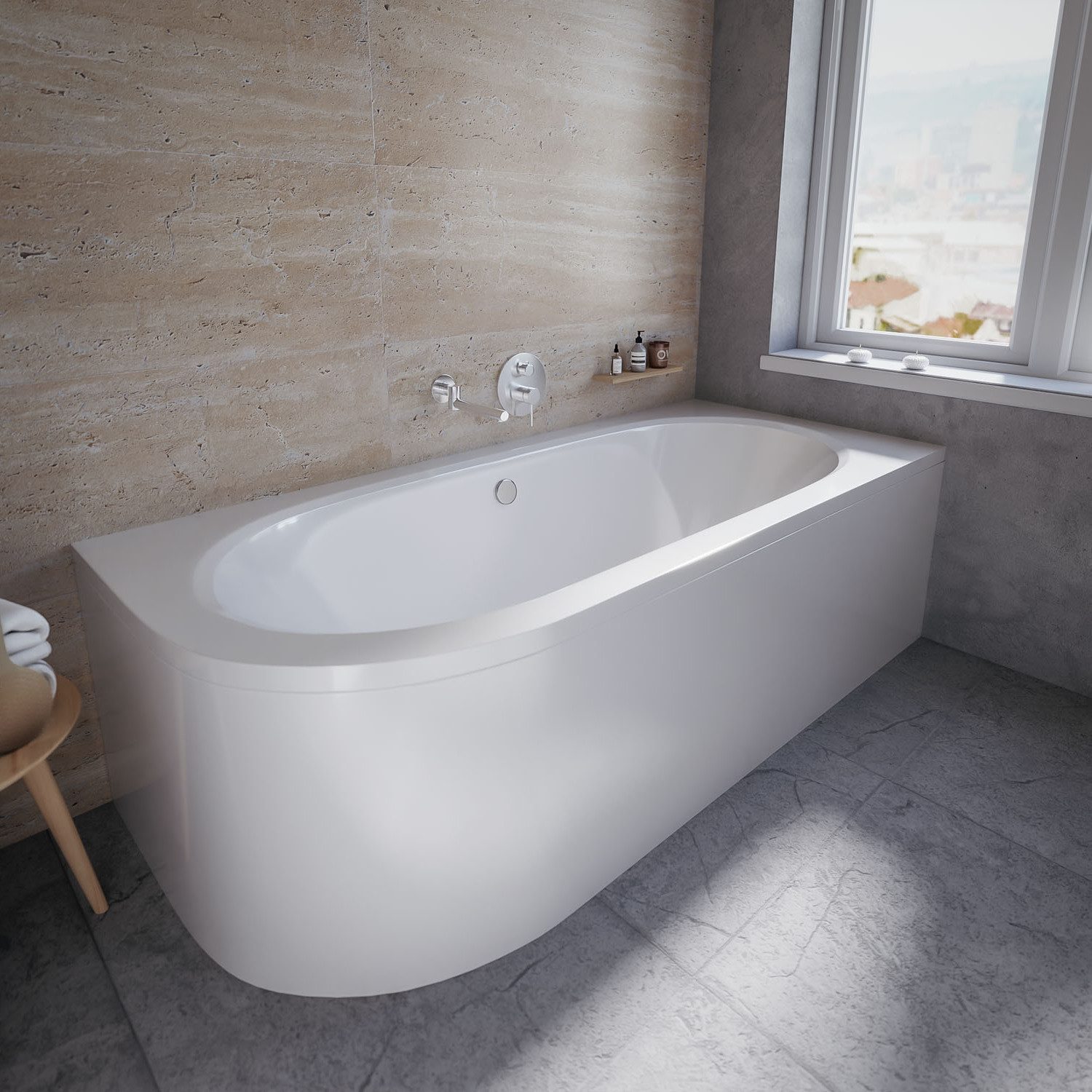 KOLMAN Badewanne Eckbadewanne Avita 180x80, (Links/Rechts), Ablaufgarnitur & Füße GRATIS
