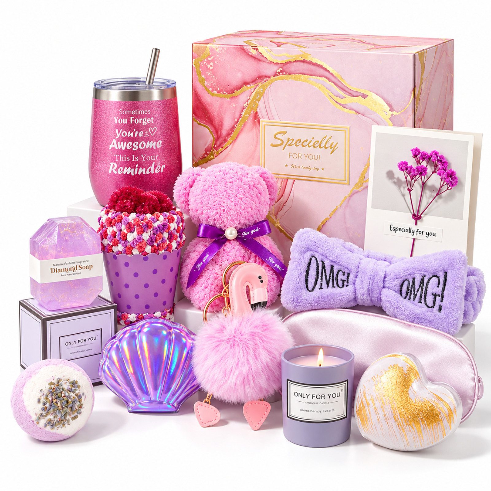 Fyrove Pflege-Geschenkset Luxus Pflege Geschenkset für Frauen,Wellness Geschenkbox Thermobecher, Schlafmaske, Badebomben, Duftkerze, Beauty-Zubehör & Pflegeartikeln – Geschenkbox für Freundin, beste Freundin, Mama, Schwester oder Kollegin zu Weihnachten & Geburtstag, Valentinstag, Weihnachten & Hochzeitsjubiläum für Sie