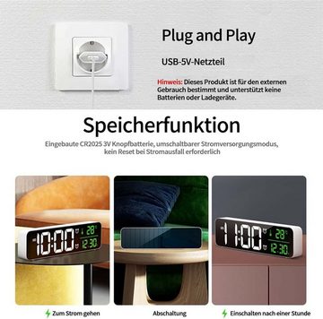 JOEAIS Wecker Digital Wecker Alarm Digital Clock uhren & Wecker Nachttisch uhr LED Bildschirm Datums Temperaturanzeige12/24 Stunden Schlummerfunktion