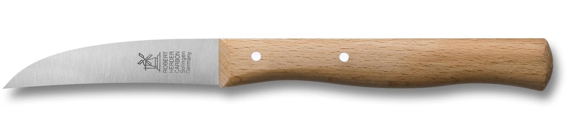 Windmühlenmesser Schälmesser Robert Herder Schälmesser Vogelschnabel, Vogelschnabelklinge, Griff aus Rotbuche