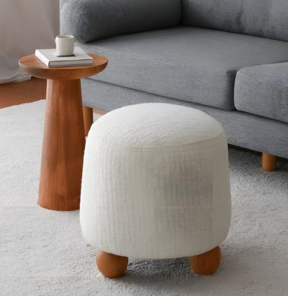 Xlmoebel Hocker Weißer Stoff-Sitzhocker für das Wohnzimmer mit Hocker, Puff, Fußhocker (1 St., Hocker), Hergestellt in Europa