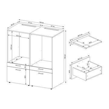 Roomart Waschmaschinenumbauschrank (Waschmaschinenschrank mit Schublade Überbauschrank Doppelschrank)