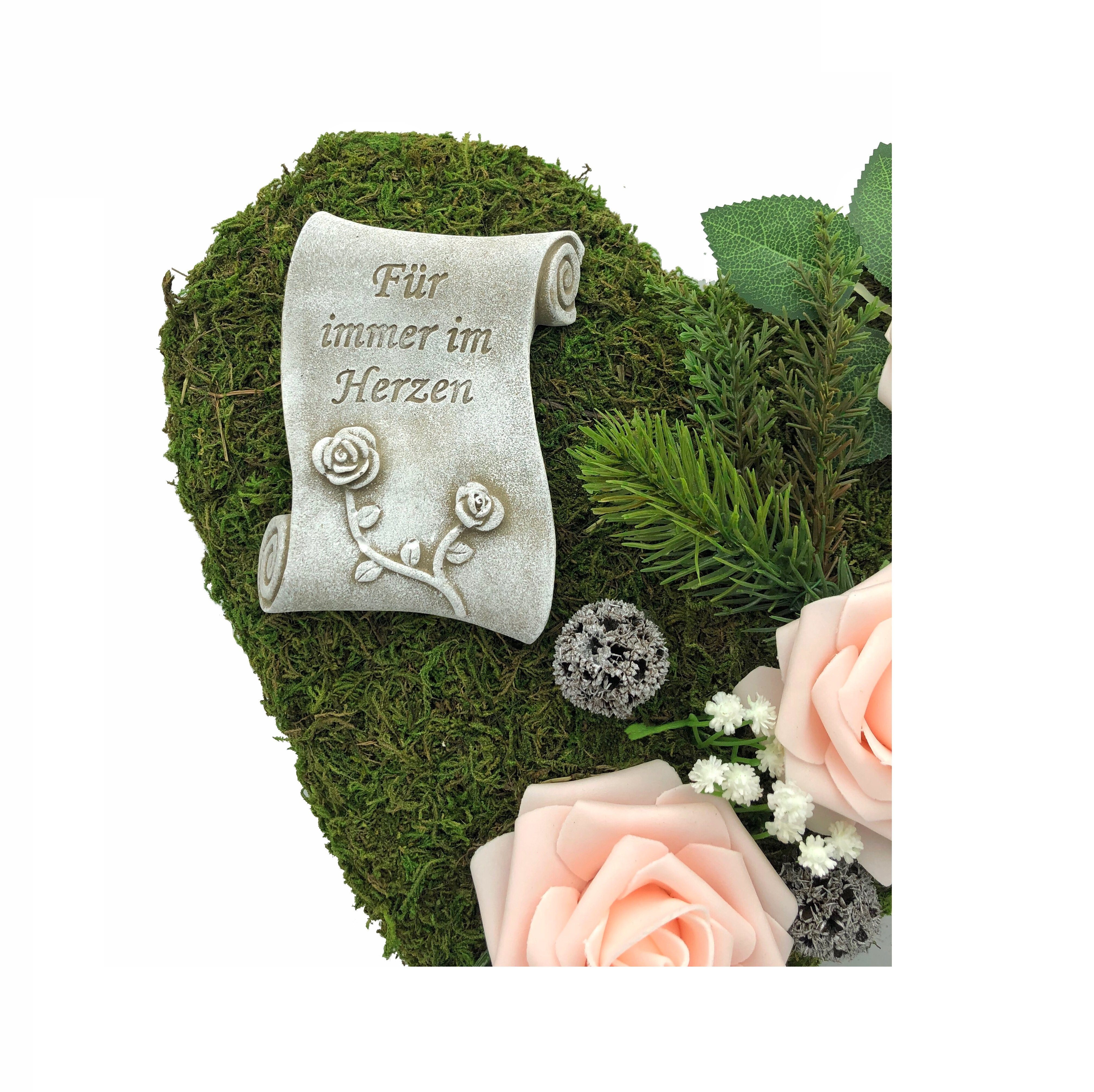 Radami Gartenfigur Grabgesteck "Für immer im Herzen" 30cm 3Rosen rosa günstig online kaufen