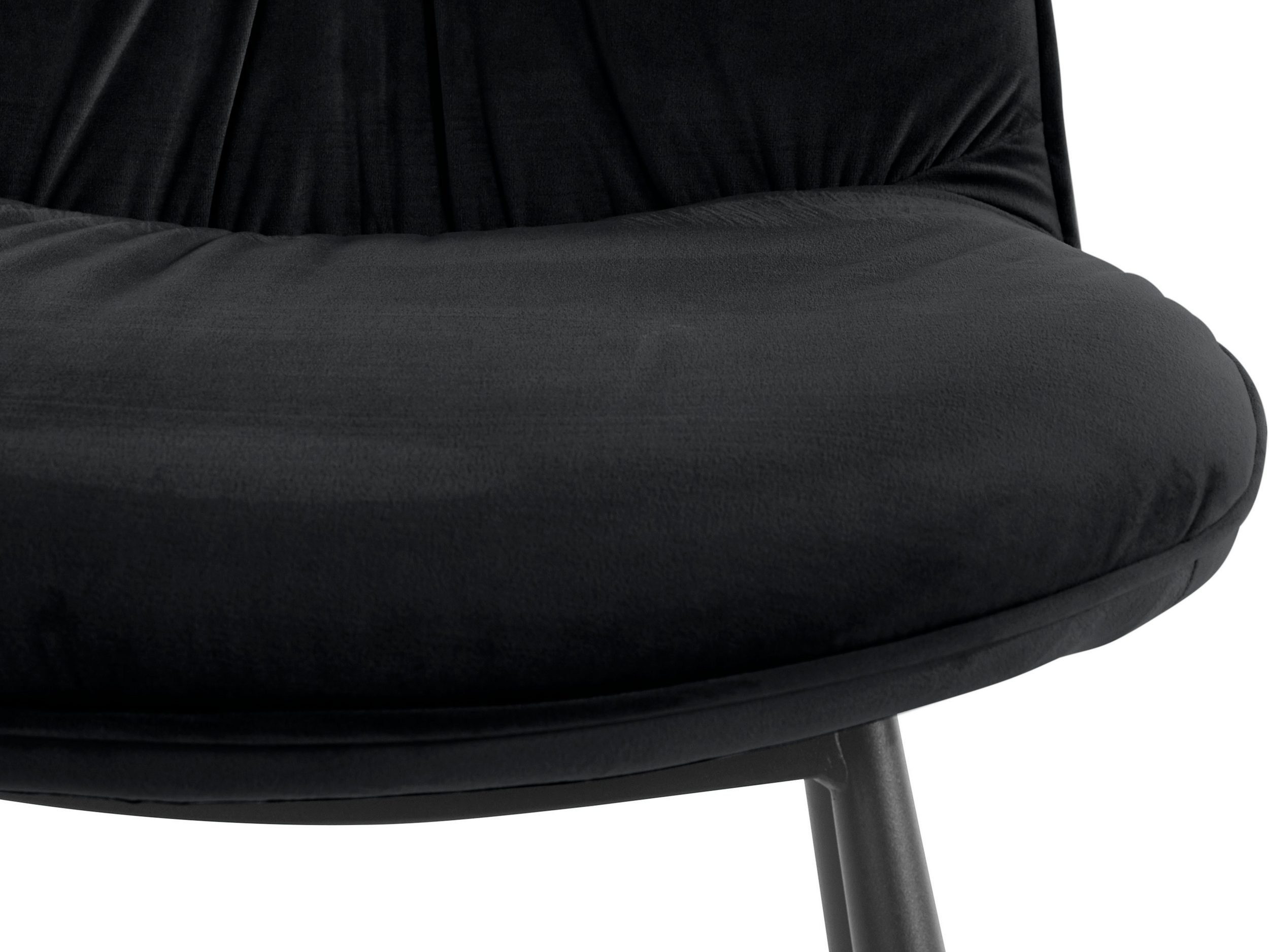 loft24 Esszimmerstuhl Mirinda (Set, 2 Bezug Sitzhöhe Falteneffekt, in mit cm schwarz 48 Samtoptik St), Metallgestell