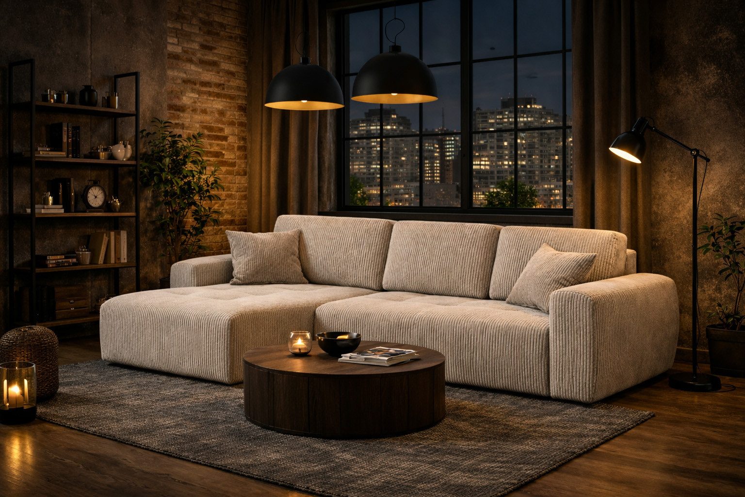 Kaiser Möbel Ecksofa mit Schlaffunktion und Bettkasten Ivo L aus Cordstoff Poso, Ecksofa mit Schlaffunktion, hoher Sitzkomfort,pflegeleichter Cordstoff,integrierter Stauraum