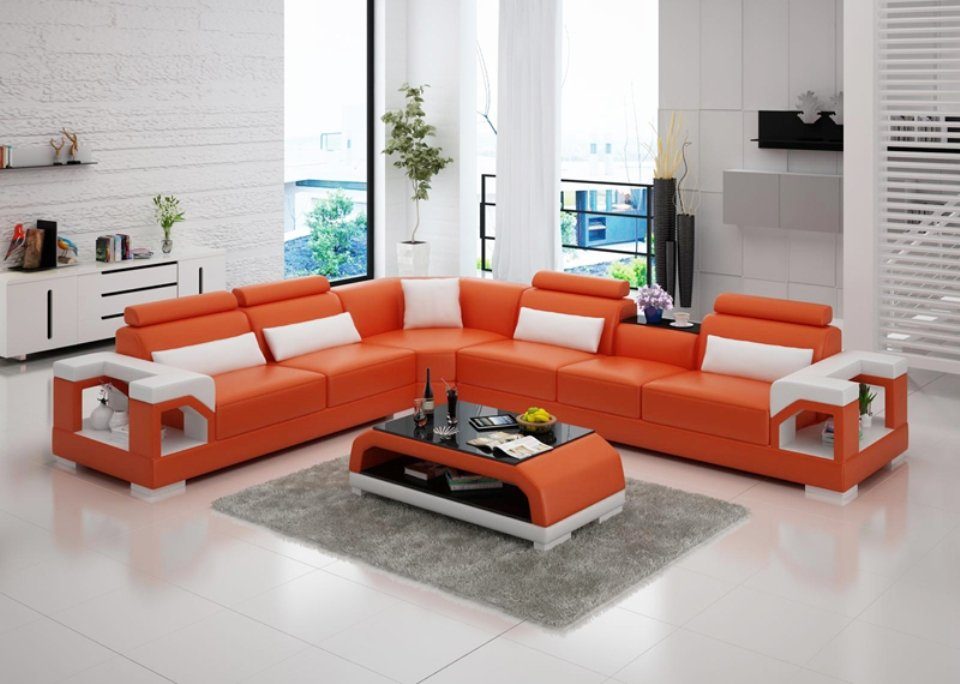 Couch Sofa Ecksofa, Eck Ledersofa Design JVmoebel Wohnlandschaft Ecksofa Modern