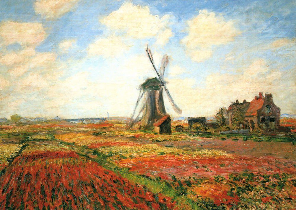 Postkarte Kunstkarte Claude Monet in Holland" "Tulpenfeld
