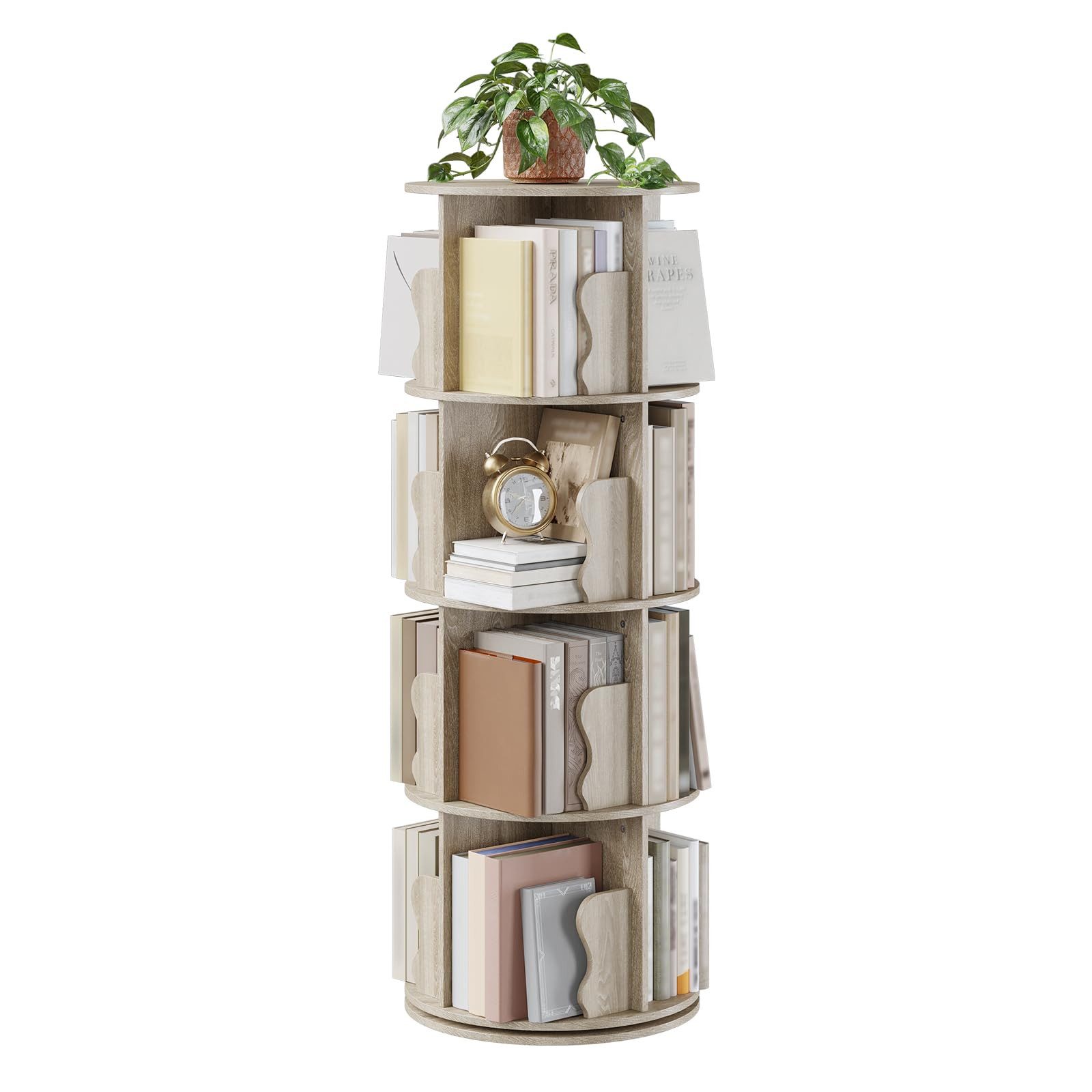 GarveeMore Bücherregal 4-stöckiger drehbarer Bücherregalturm Vertikal günstig online kaufen
