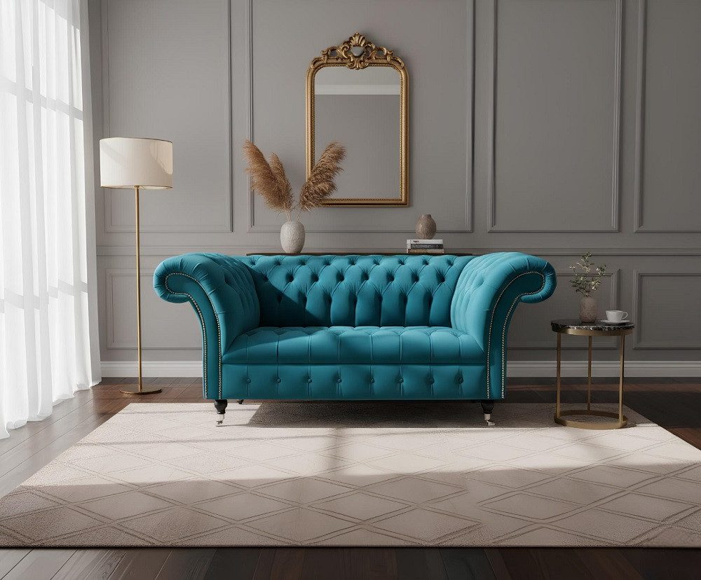 JVmoebel Chesterfield-Sessel Eleganter Polstersessel in Türkis mit klassischer Knopfheftung (1-St), Made in Europa