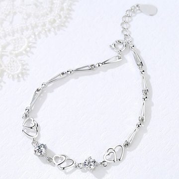 LENBEST Bettelarmband Silberarmband Armband damen silber 925 Unendlichkeit Herz Verstellbar (1-tlg)