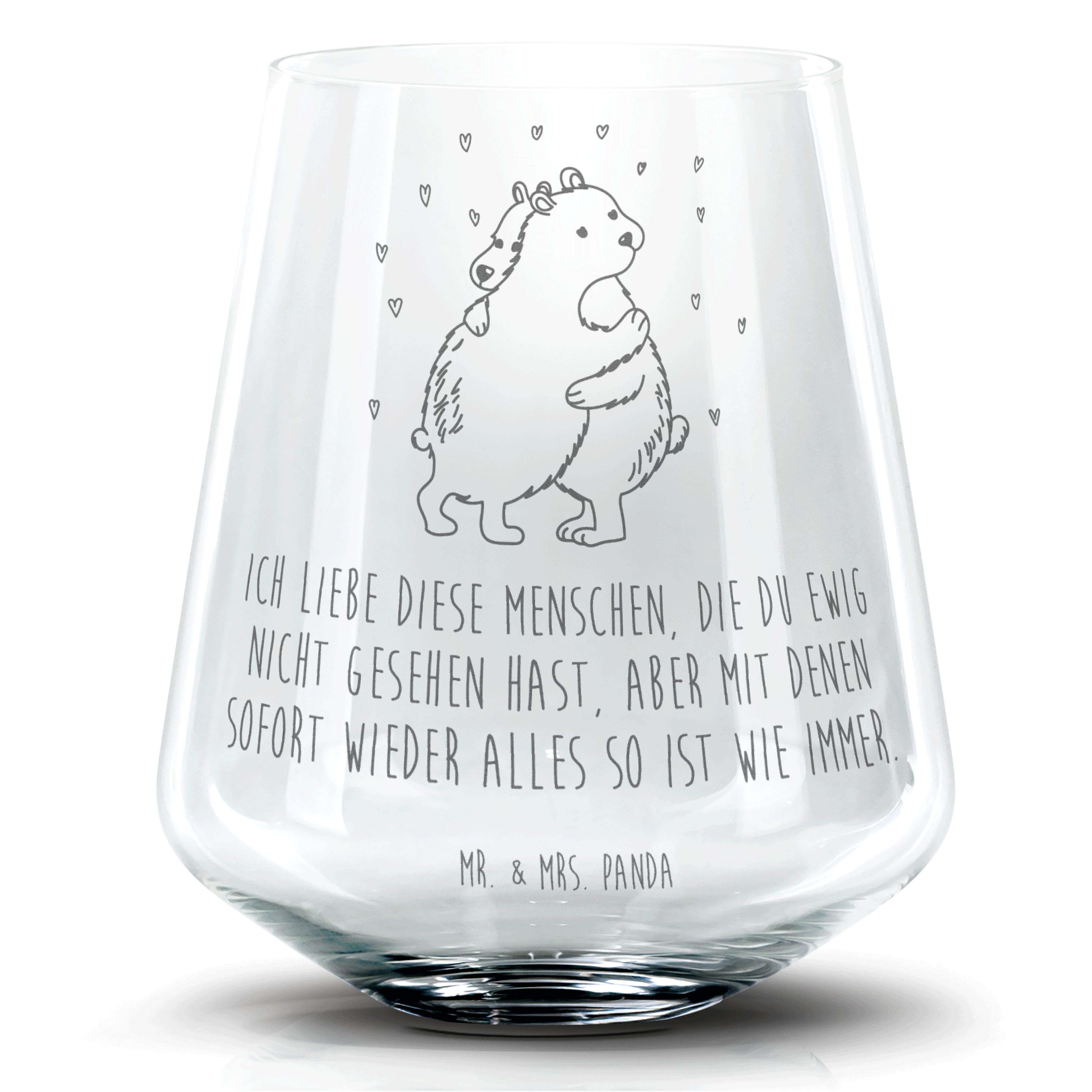 Mr. & Mrs. Panda Cocktailglas Eisbär Umarmen Transparent Geschenk