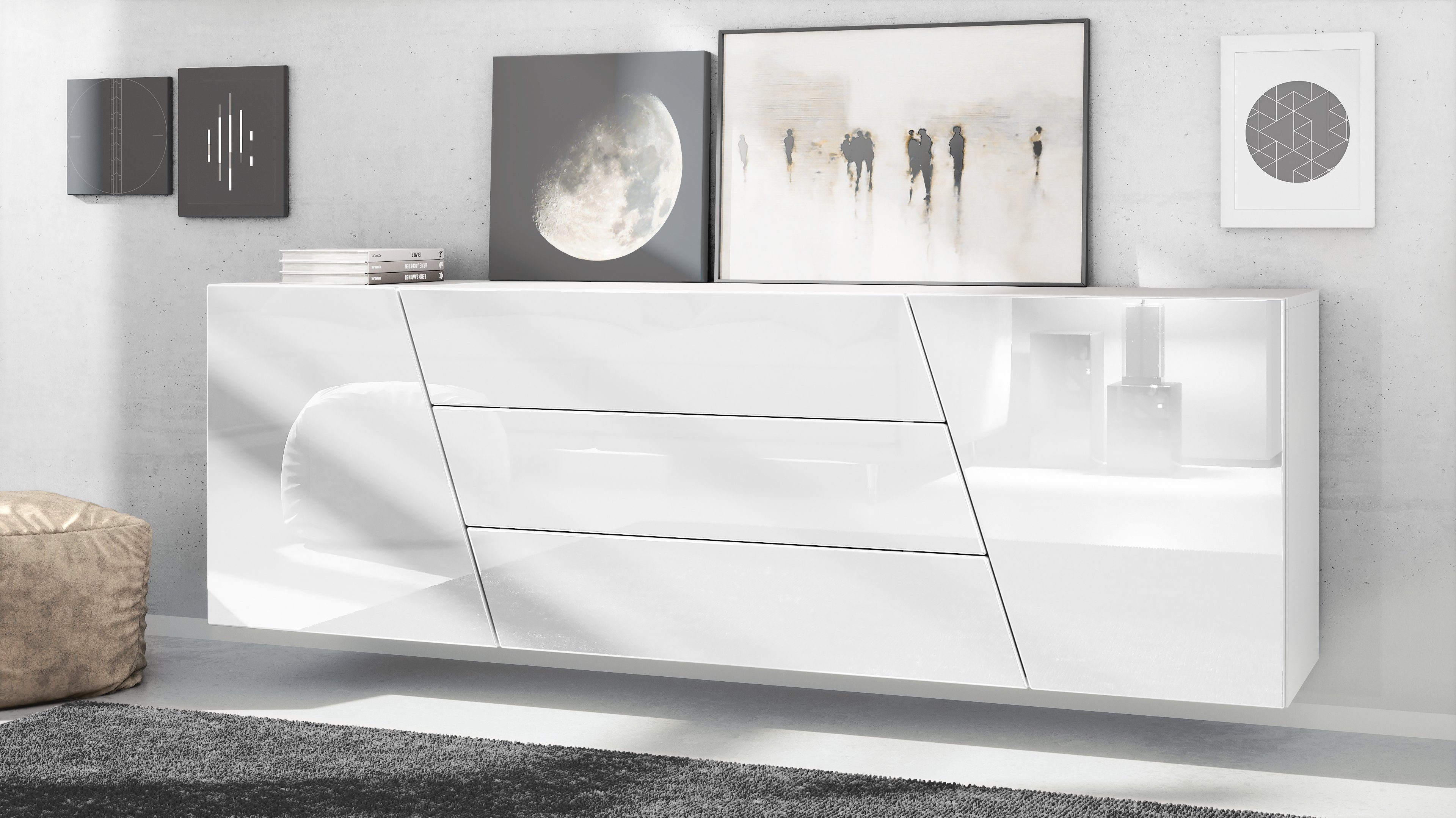 Vladon Sideboard Houston (hängende Kommode, mit 2 Türen und 3 Schubladen), günstig online kaufen