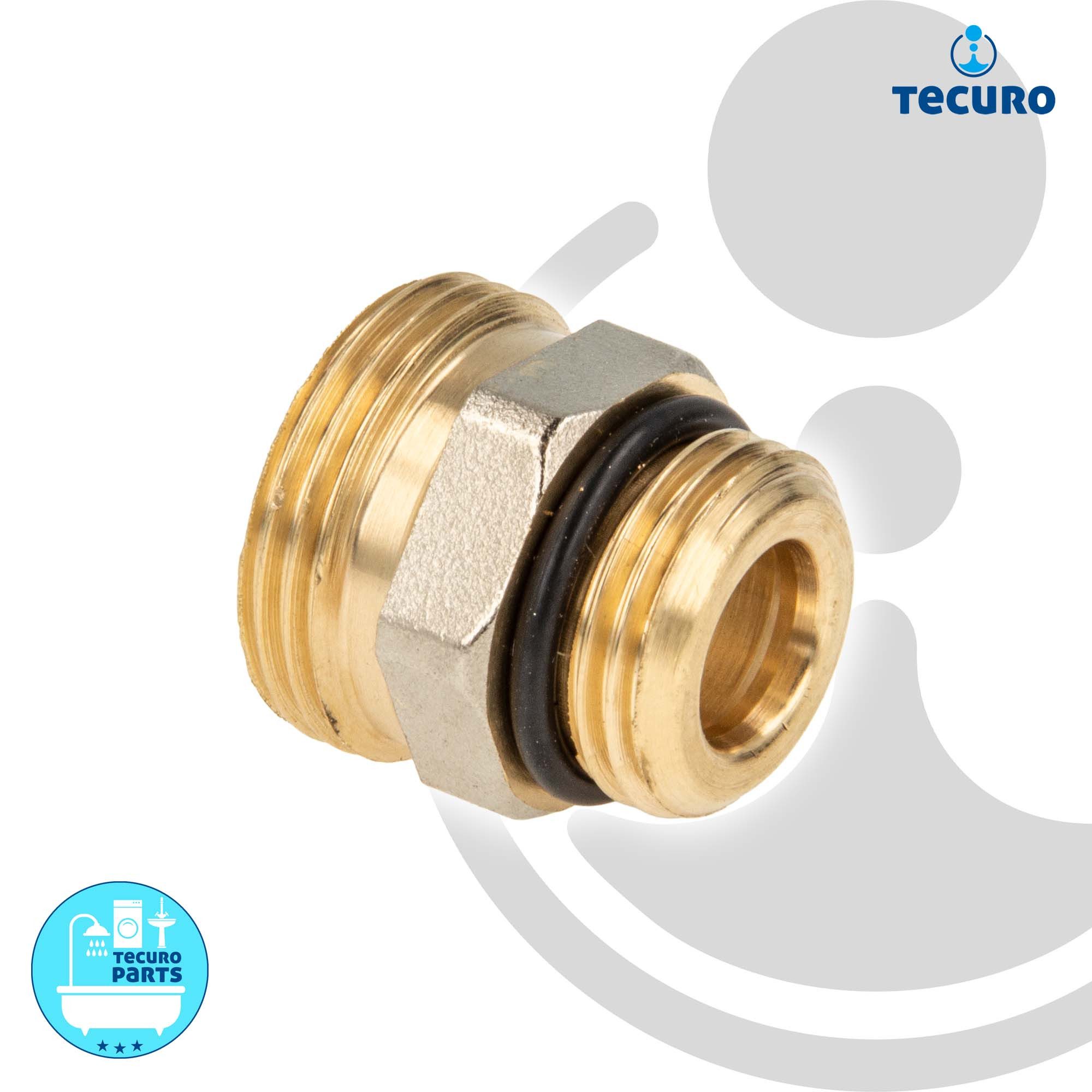 tecuro Gewindefitting Anschlussnippel Eurokonus 3/4 Zoll AG x 1/2 Zoll AG mit O-Ring, DN 15