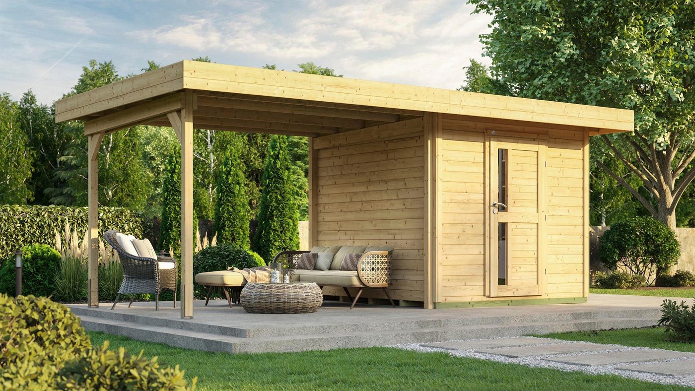 Thumbnail - weka Gartenhaus Designhaus 172 B, BxT: 575x375 cm, (Set), mit Anbaudach