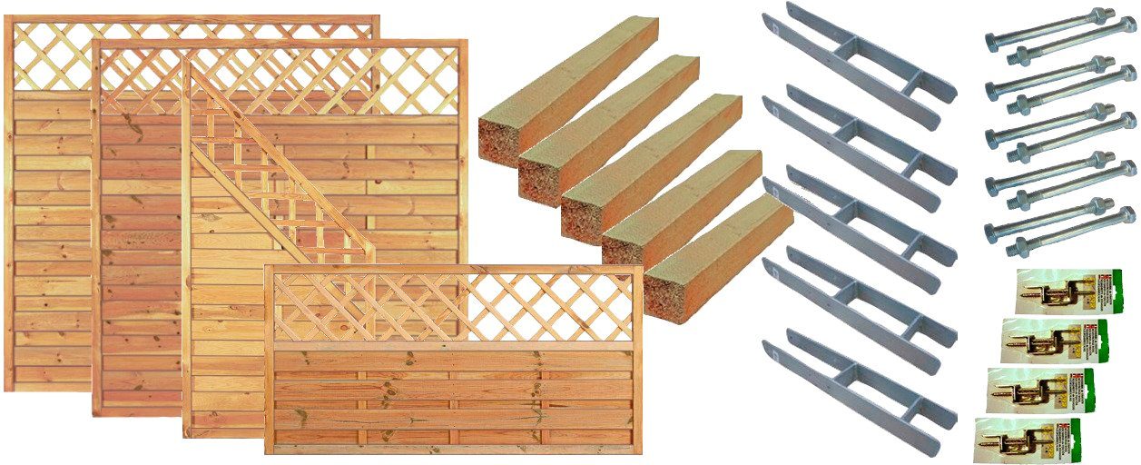 Tetzner & Jentzsch Dichtzaun Memphis 1, (Set), 4 Elemente, LxH: 675x180 cm