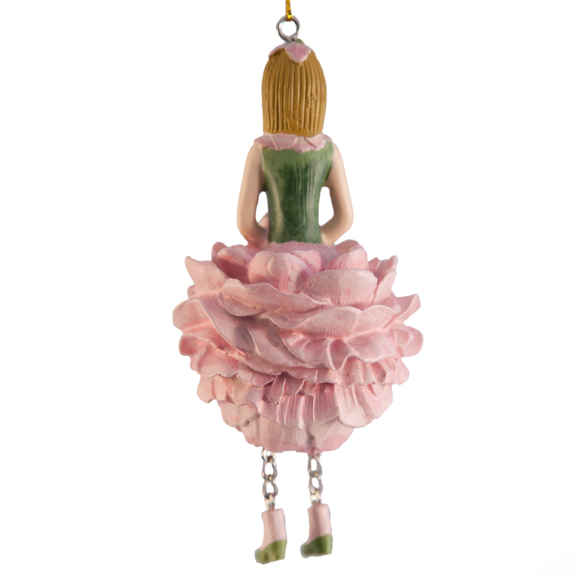 ROSEMARIE SCHULZ Heidelberg Dekofigur Blumenmädchen Pfingstrose zum Hängen Dekohänger Kunstblume, Handbemalte Figur aus Polyresin