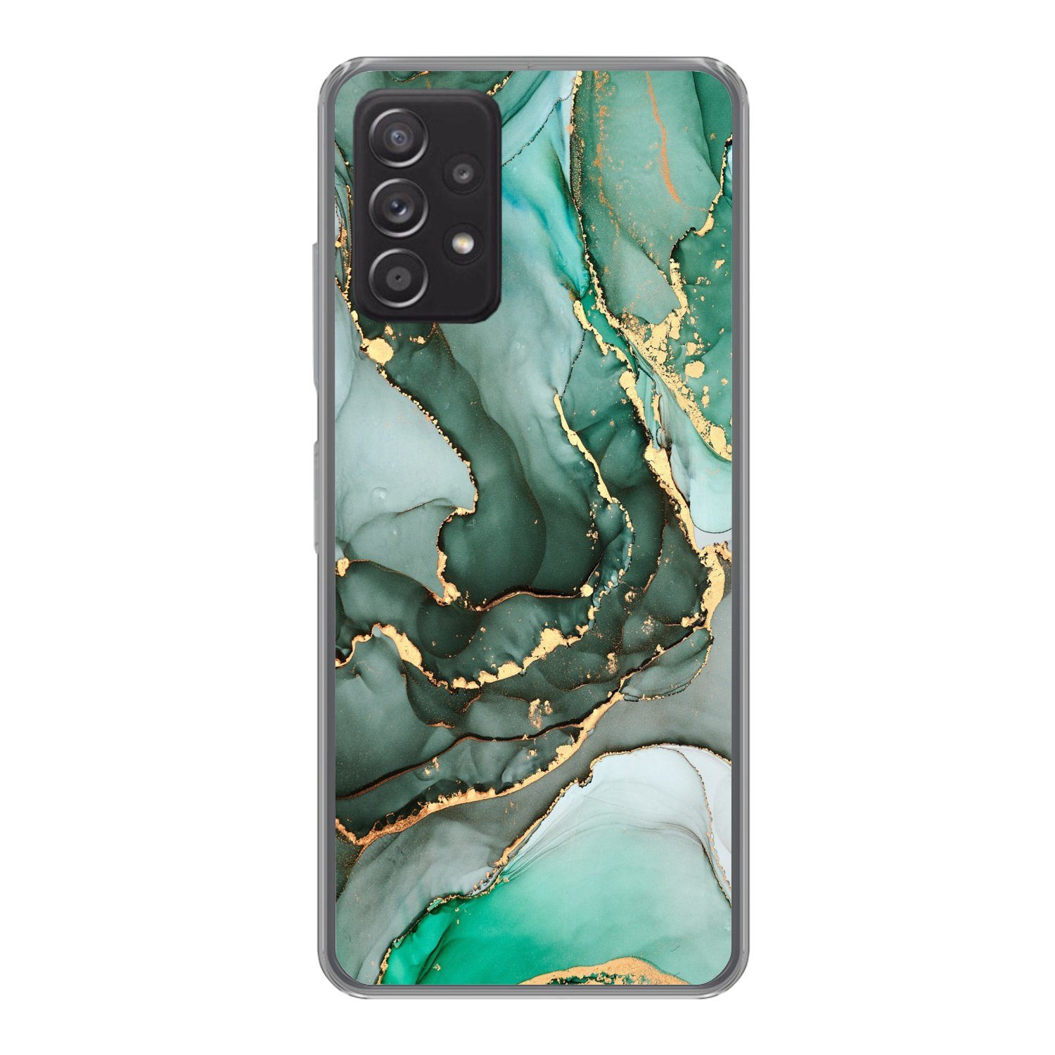 MuchoWow Handyhülle für Samsung Galaxy A53 5G Gold - Marmor - Grün - Luxus - Marmoroptik -, Phone Case, Silikon, Schutzhülle Dünn