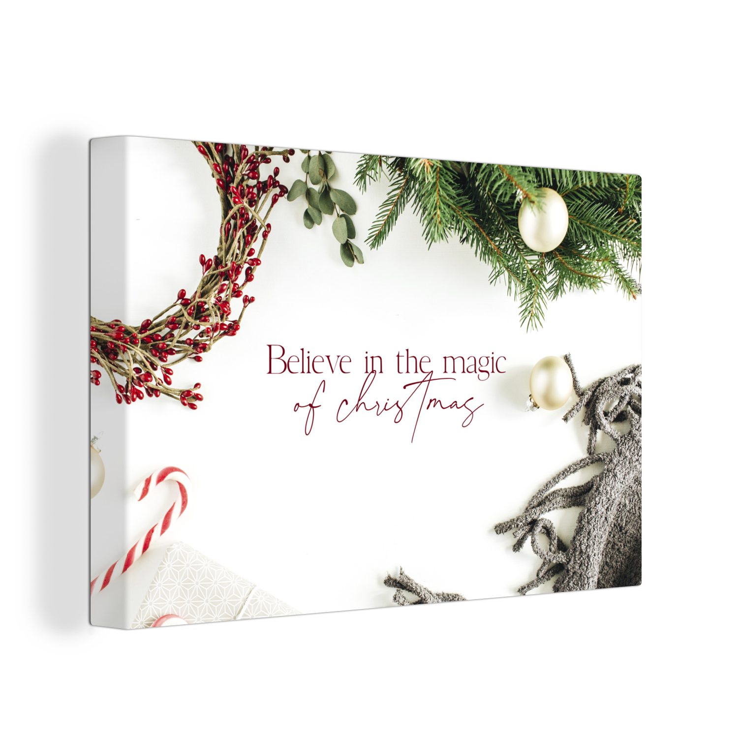 OneMillionCanvasses® Leinwandbild Weihnachten - Wandbild Weihnachtsschmuck, Leinwandbilder, 30x20 cm Aufhängefertig, Wanddeko, - St), (1 Magie