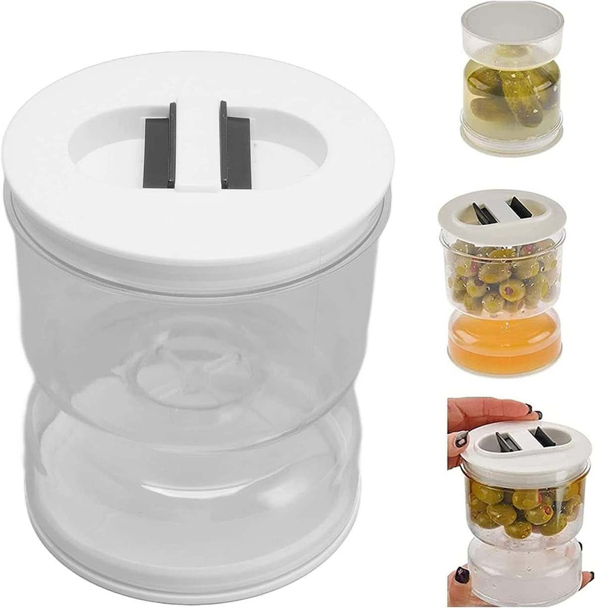 Nass Separator Trocken, Pickle Container, und Sanduhr DRSEON Pickle jar von (1-tlg) Vorratsglas