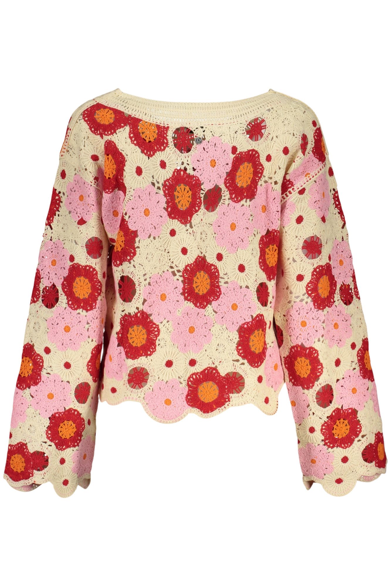 Desigual Strickpullover Beiger Damenpullover mit norwegischem Muster und Stickerei