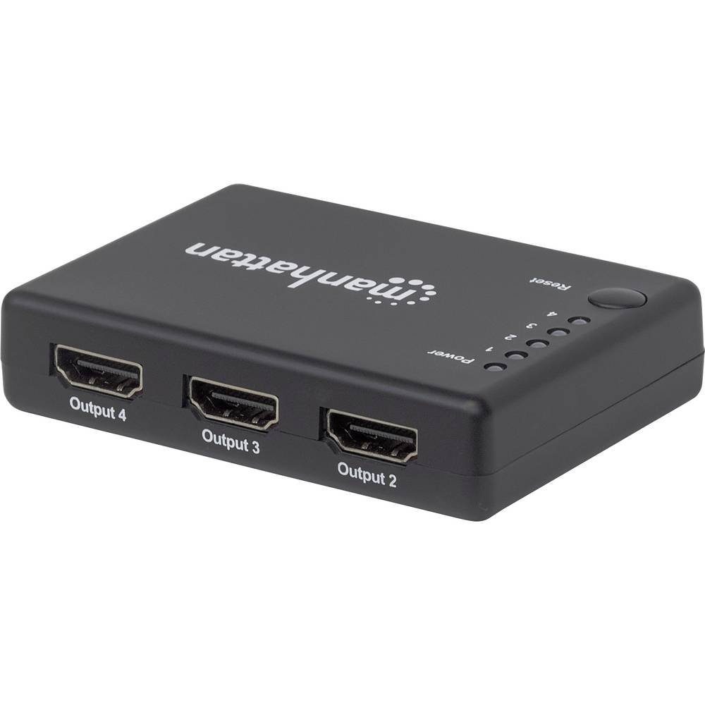 MANHATTAN 4K kompakter 4-Port HDMI-Splitter 4K@30Hz, Stromversorgung 207706 HDMI-Adapter