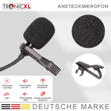TronicXL Mikrofon 3,5mm Klinke Ansteckmikrofon Lavalier Ansteck Mikrofon Kamera Handy, kompatibel mit Smartphone 4 polig Camcorder