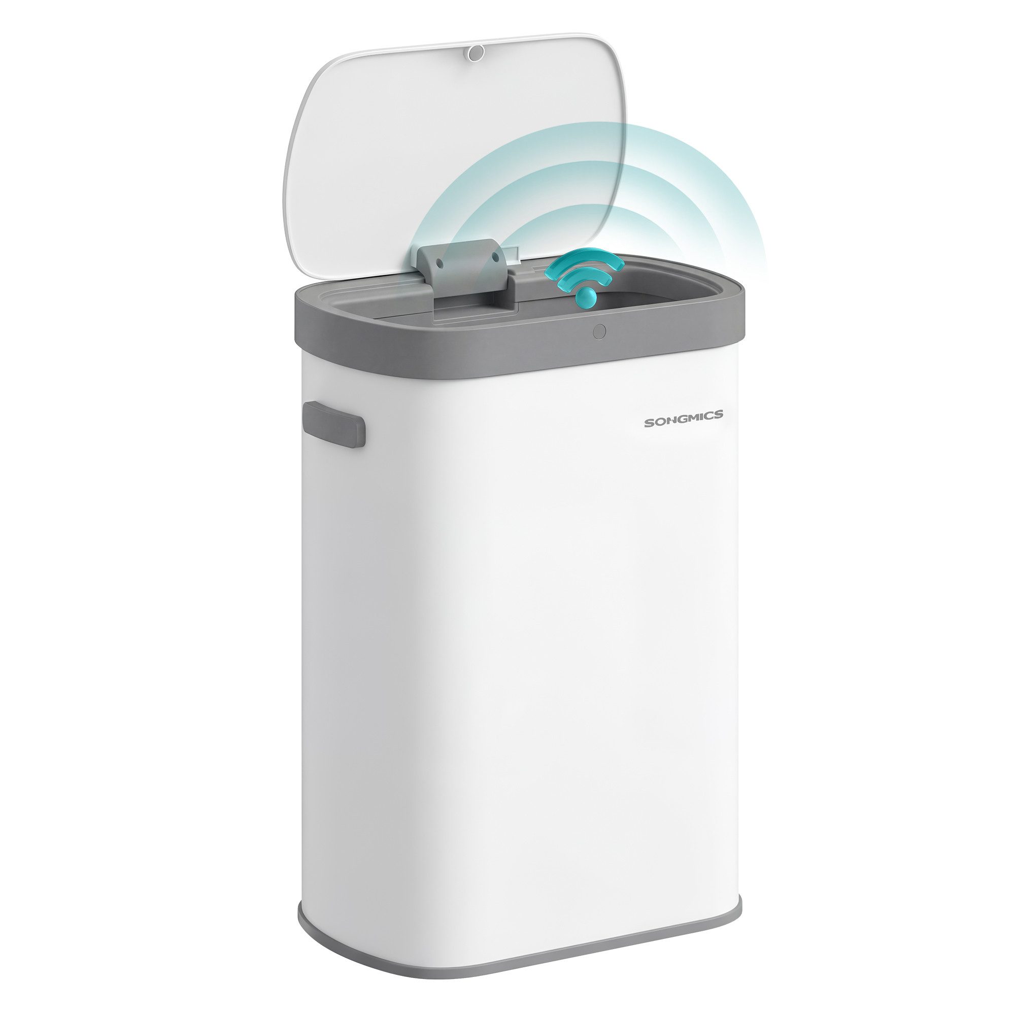 SONGMICS Mülleimer Sensor-Mülleimer, Küche 50 L, mit Sensor, Stahl, Kohlefilter, Softclose-Deckel