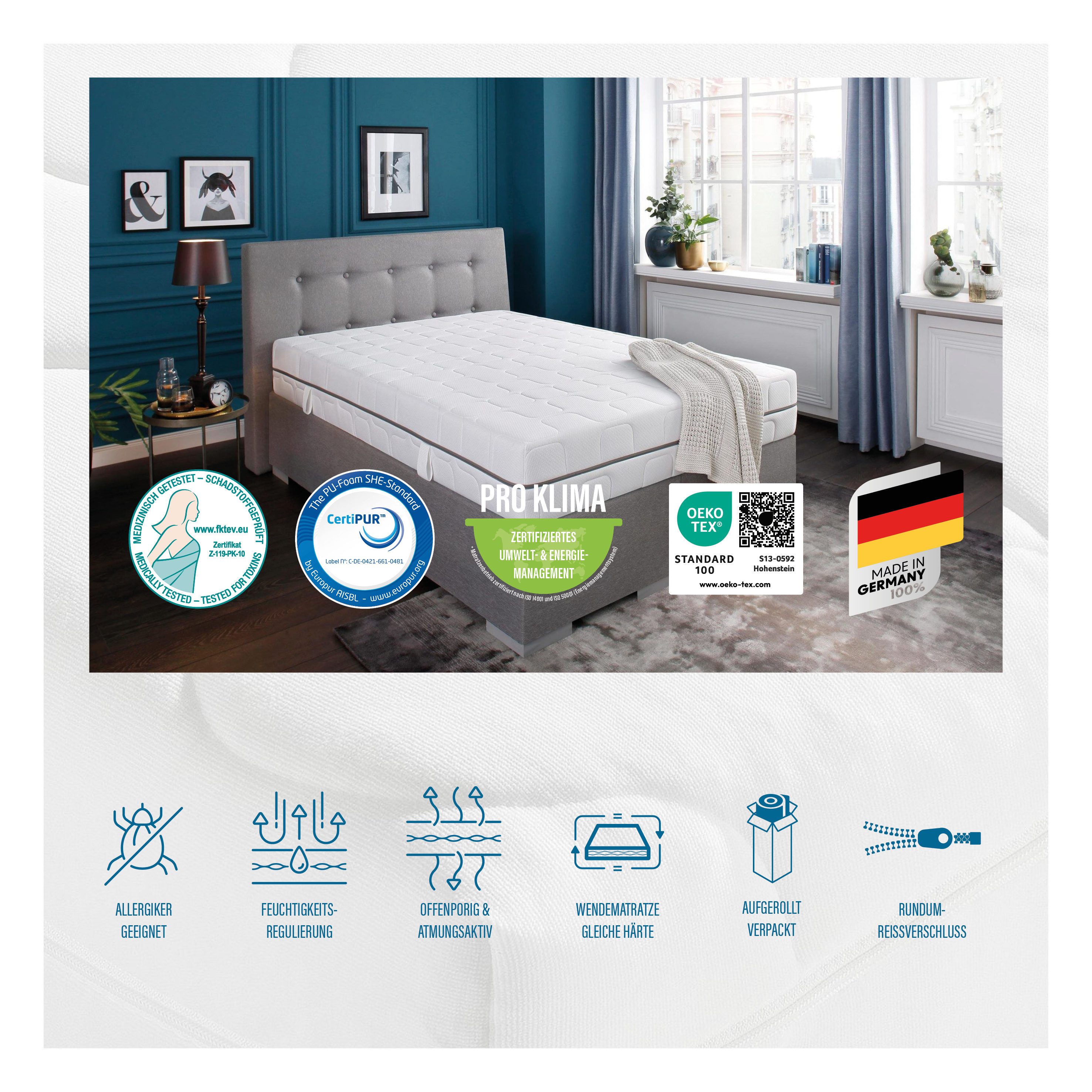 Komfortschaummatratze Grand Master, Matratze in 90x200 cm und weiteren Größen erhältlich, Beco, 26 cm hoch, Note SEHR GUT*, Schlafen wie im Luxushotel zum Sensationspreis