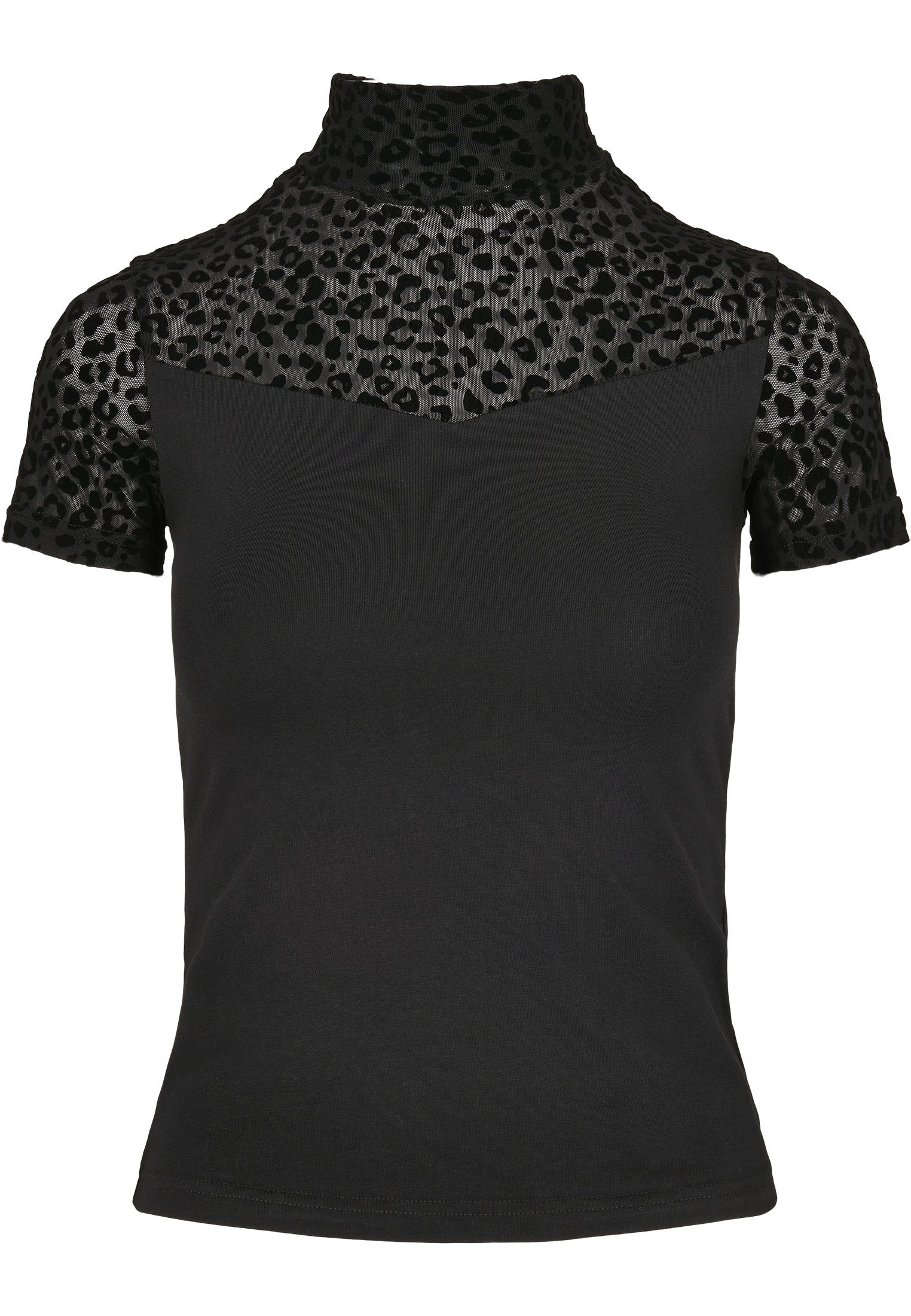 Frauen Flock T-Shirt Ladies Tee Turtleneck Lace (1-tlg) URBAN CLASSICS