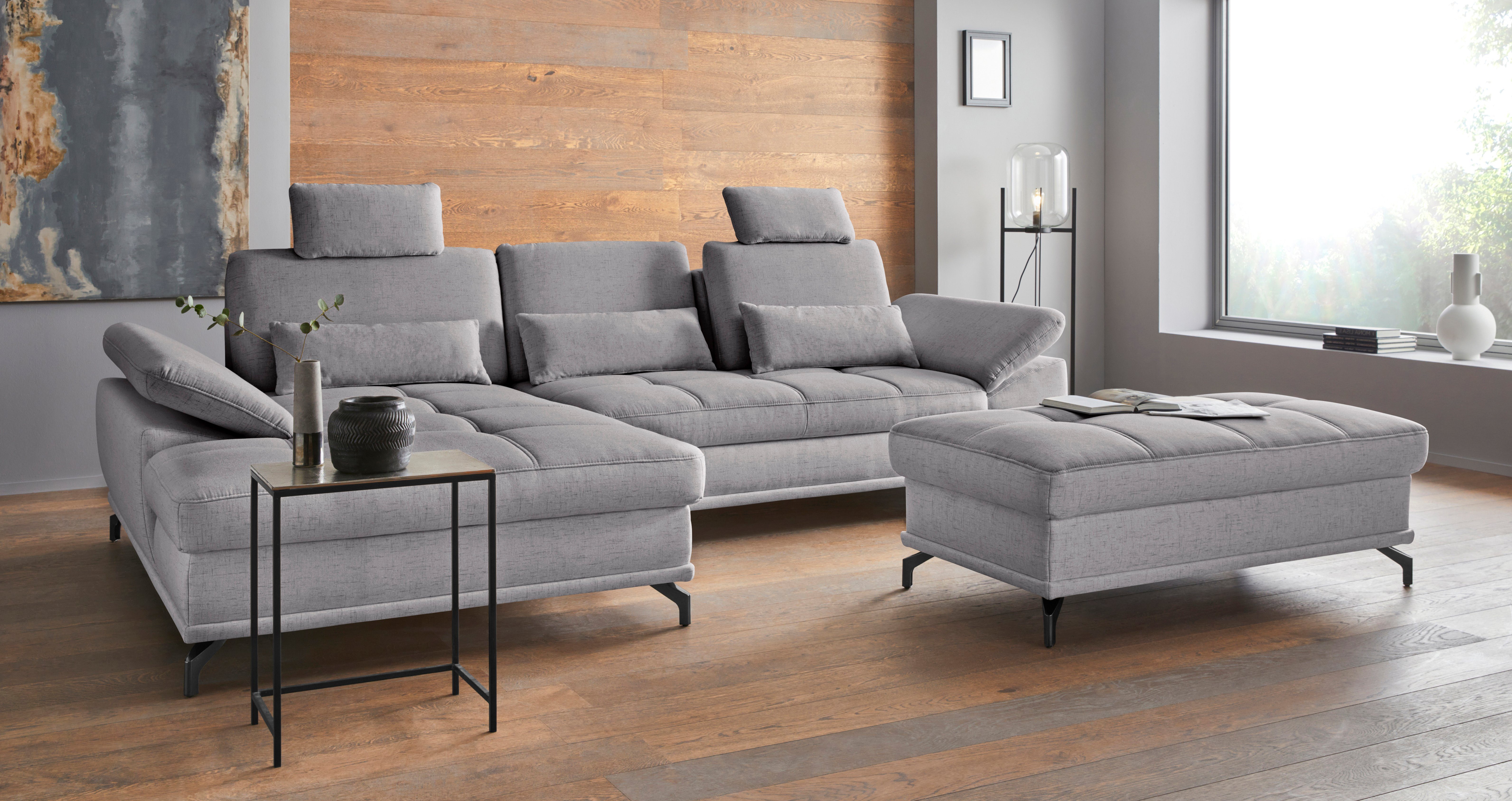 Places of Style Ecksofa Costello L-Form, mit Sitztiefenverstellung, Armteilverstellung und, 3 Nierenkissen, optional Bettfunktion und Bettkasten