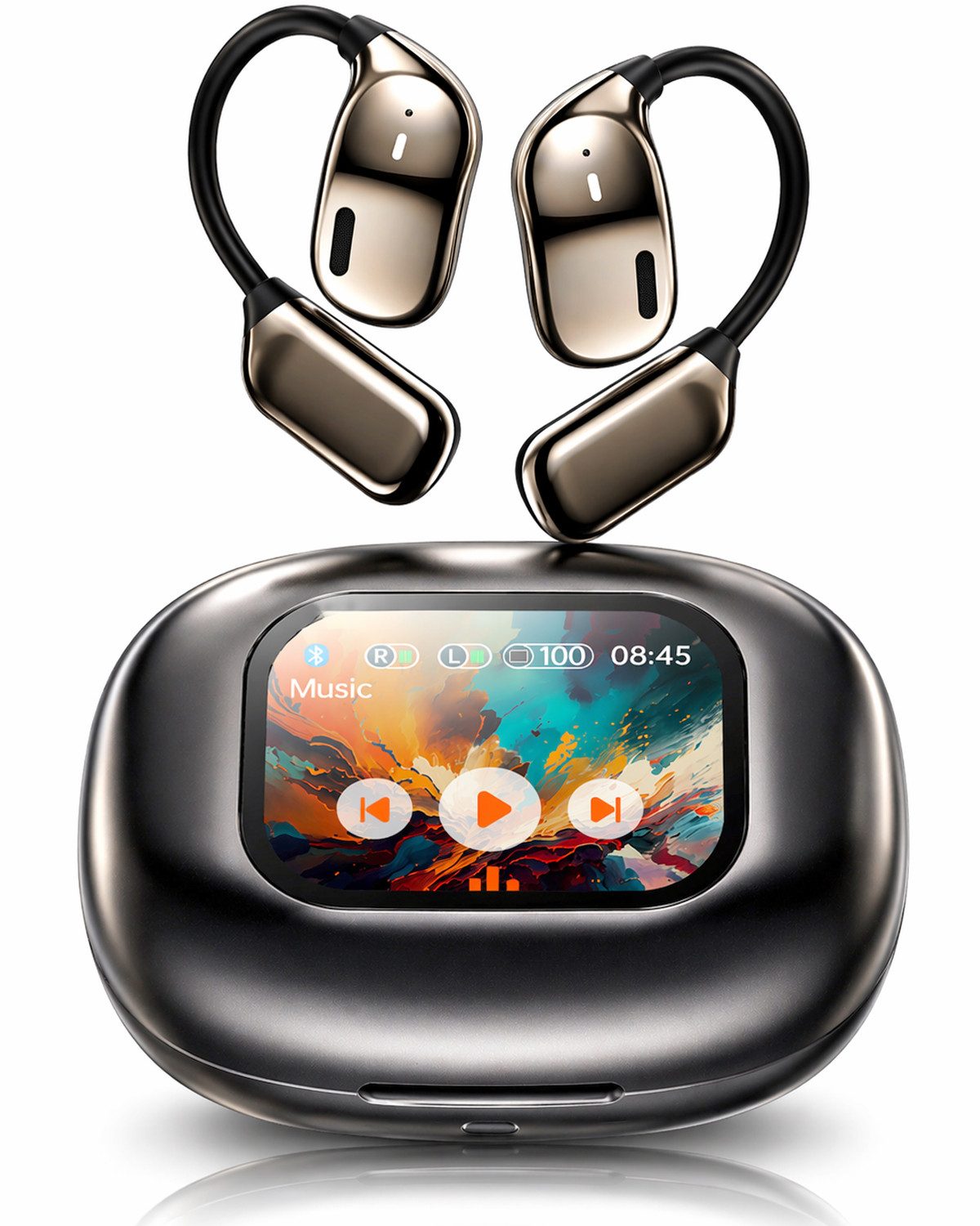 ibettertec Kopfhörer,HiFi Stereo Rauschunterdrückungsfunktion Open-Ear-Kopfhörer Bluetooth-Kopfhörer (Voice Assistant, ED-Anzeige 30 Stunden Spielzeit Ladeetui mit LED Anzeige Stereo-Ohrhörer, Aktive Rauschunterdrückung(ANC), Noise Cancelling Immersives)