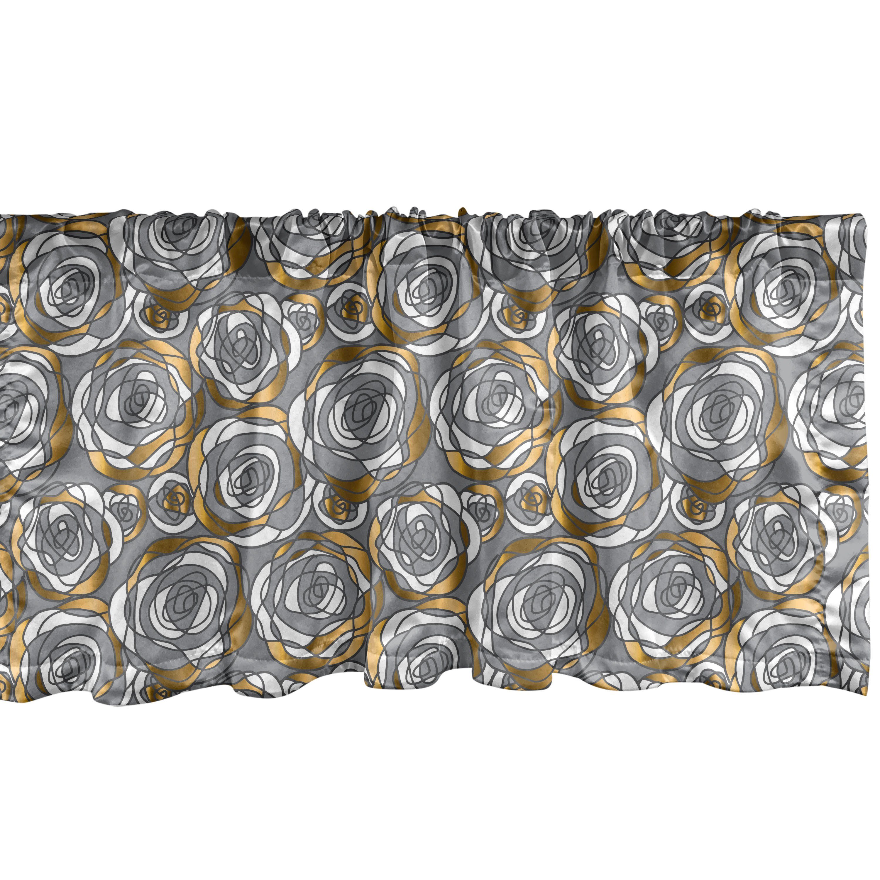 Scheibengardine Vorhang Volant für Küche Schlafzimmer Dekor mit Stangentasche, Abakuhaus, Microfaser, Blumen Blumen mit Wirbler Petals