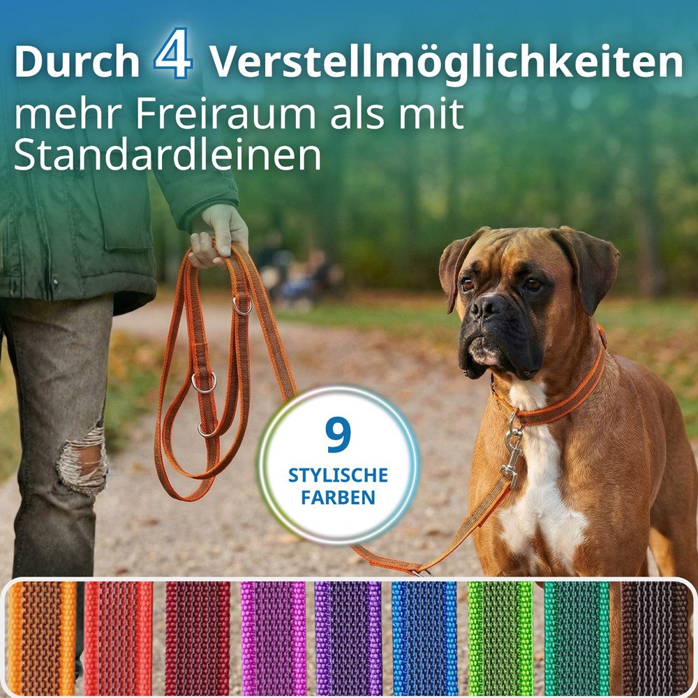 Activity4Dogs Hundeleine für große Hunde, Anti-Slip, 3 m lang, 4-fach verstellbar, TESTSIEGER, rutschfest, Nylon, sehr gut bei Regenwetter, Made in Germany – Bild 4 von 5