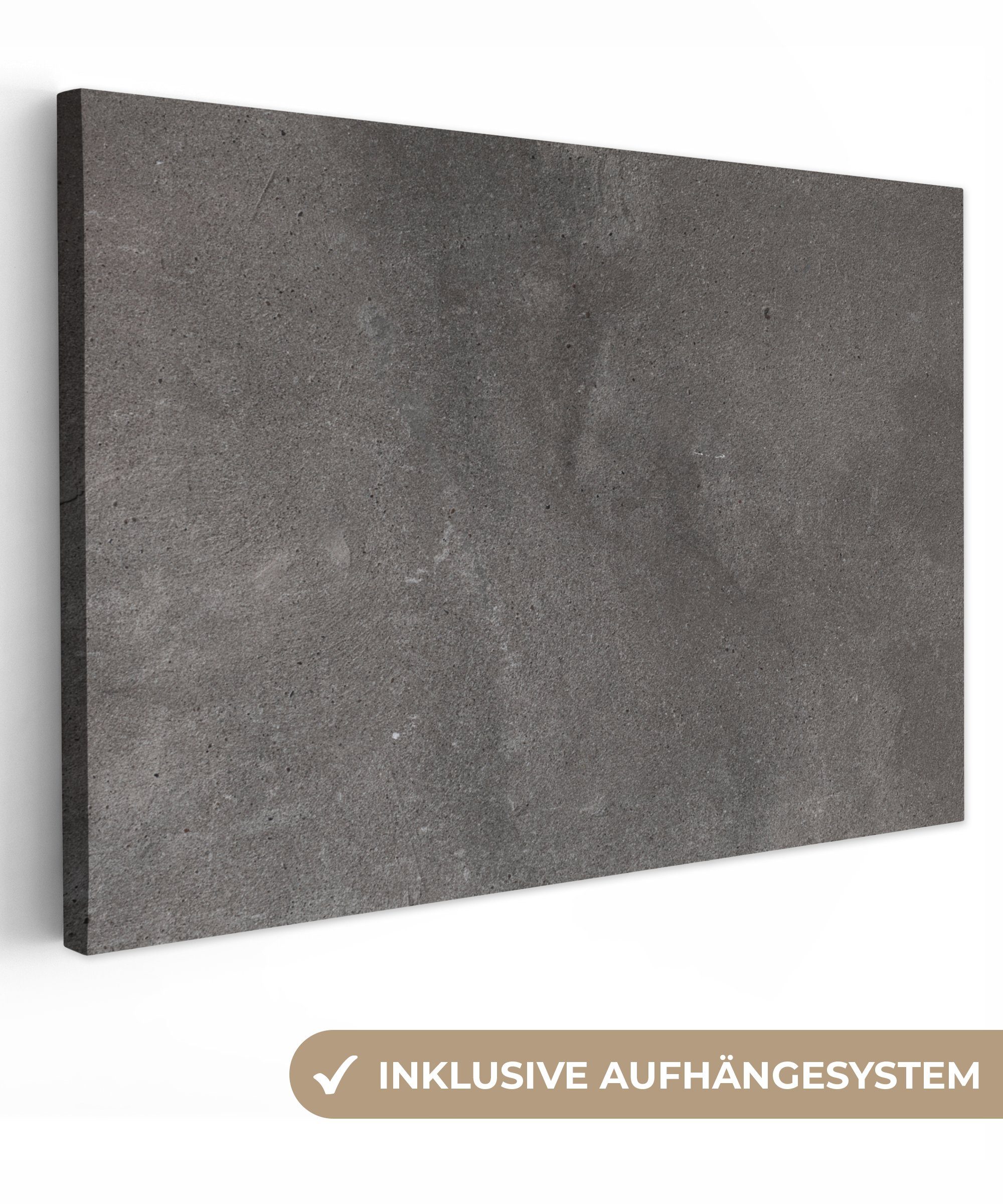 OneMillionCanvasses® Leinwandbild Beton - Schwarz - Aufhängefertig, Wand Wandbild (1 St), Leinwandbilder, cm Wanddeko, - Schotter, 30x20