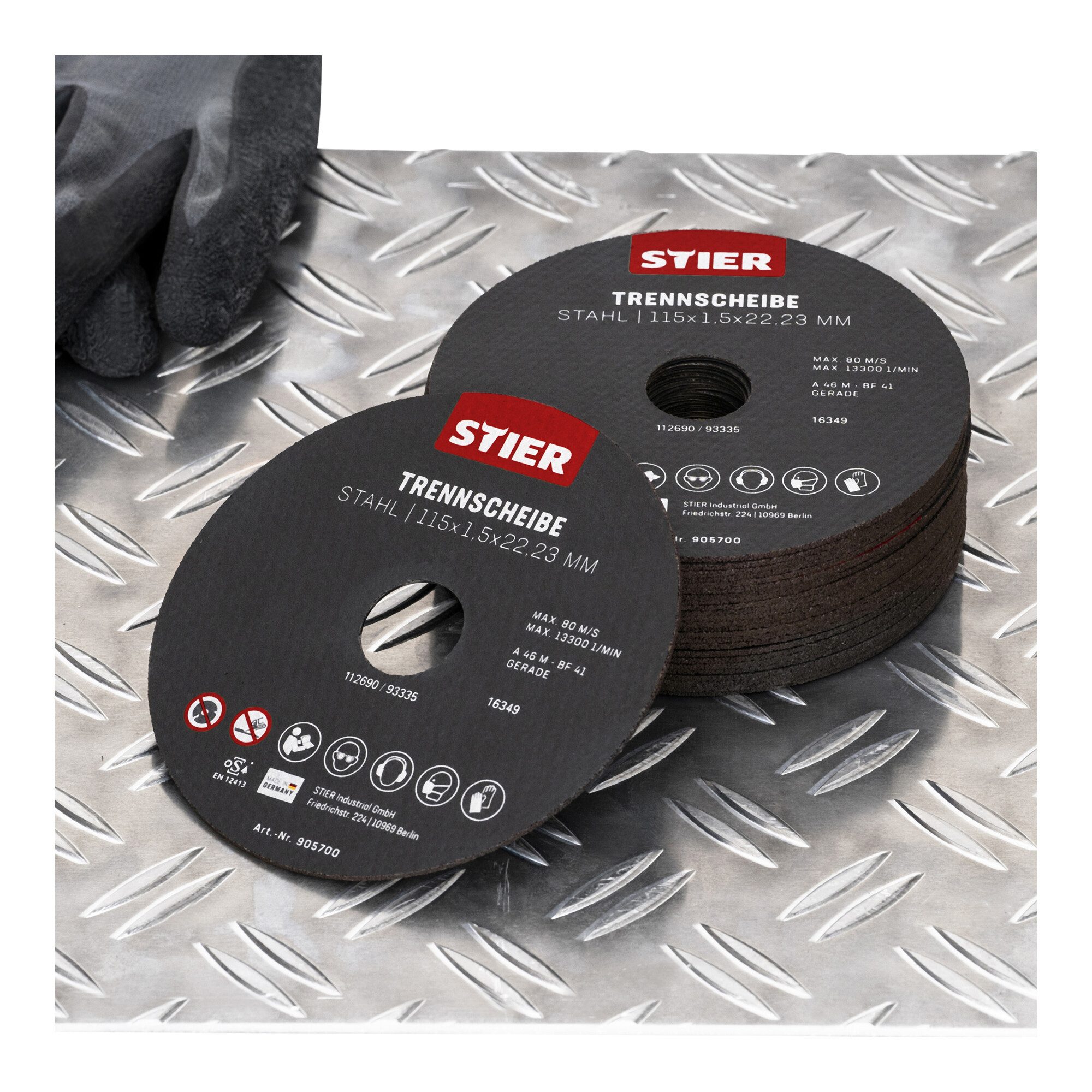 Stier Trennscheibe STIER Trennscheiben Stahl Maße: 115 x 1,5 x 22,23; Form 41; gerade Aus