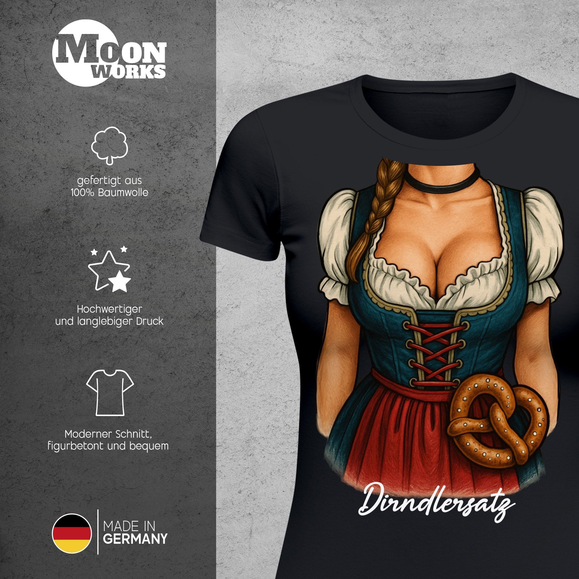 MoonWorks Print-Shirt Damen T-Shirt für das Oktoberfest Dirndl Ersatz Tracht Fun-Shirt mit Print