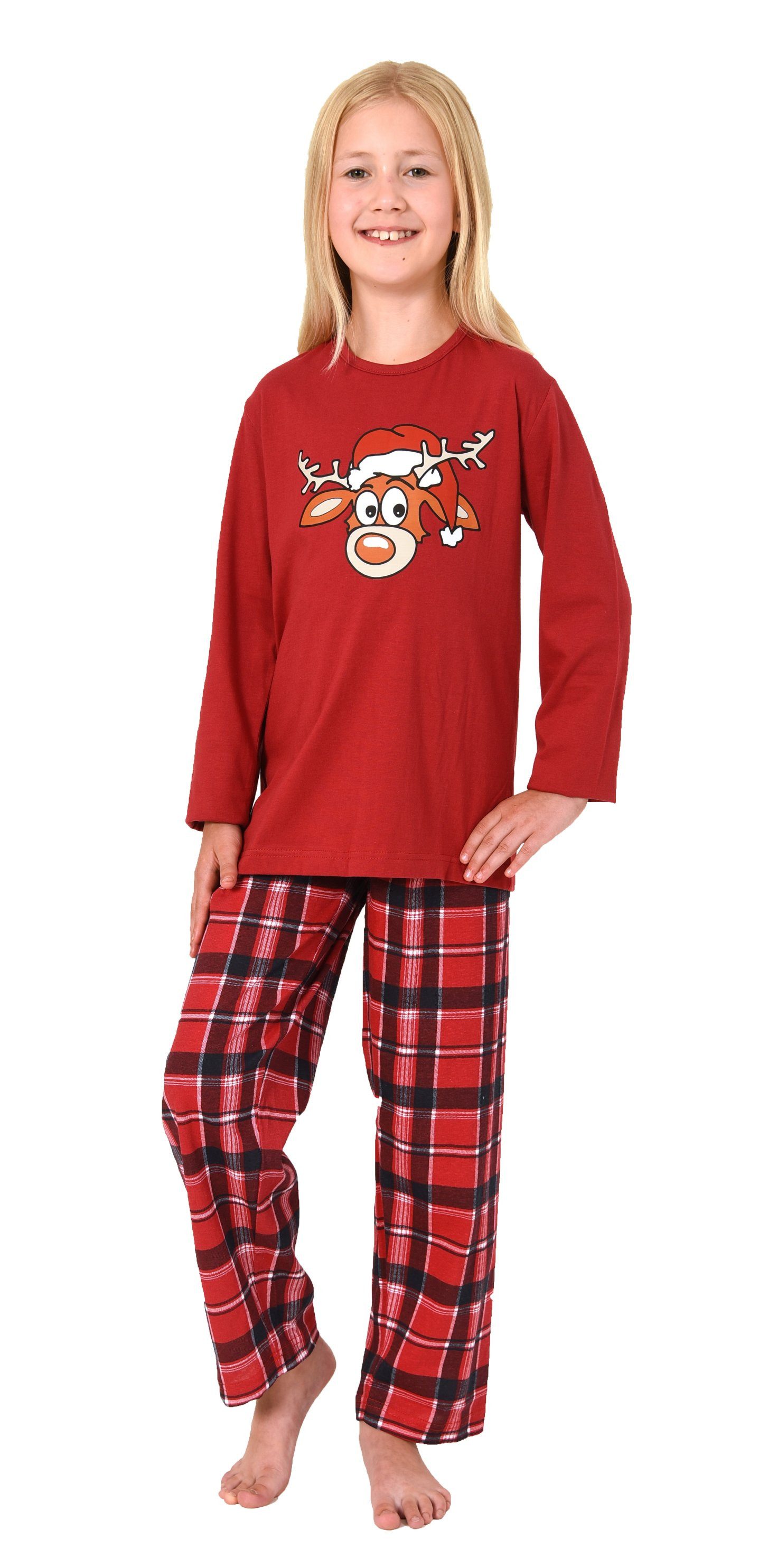 Pyjama Kinder Weihnachts Schlafanzug UNISEX Pyjama mit Renntier Motiv