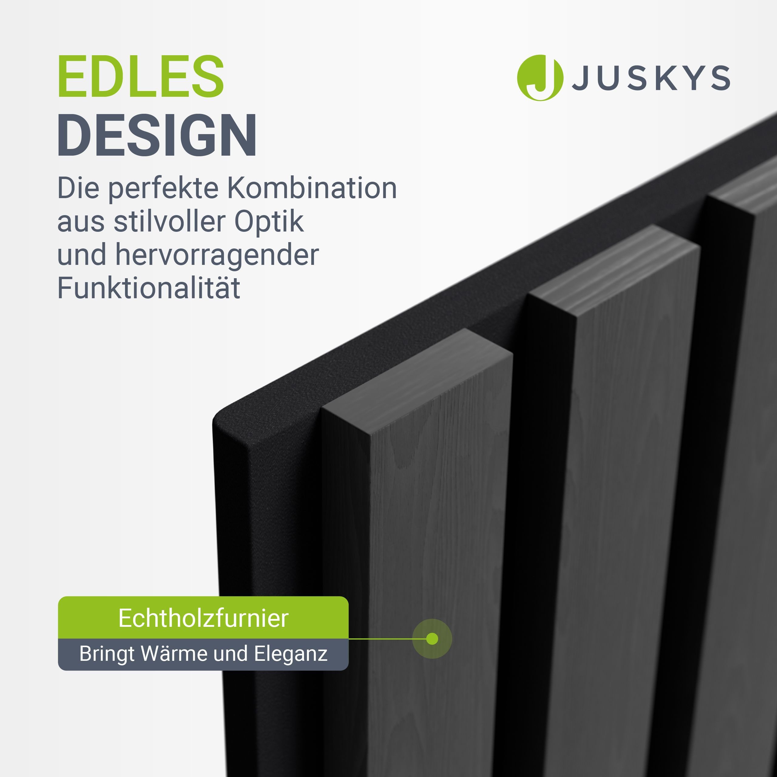 Juskys Wandpaneel, BxL: 60x120 cm, Schallabsorbierend, modernes Holzfunier, hall- und lärmreduzierend