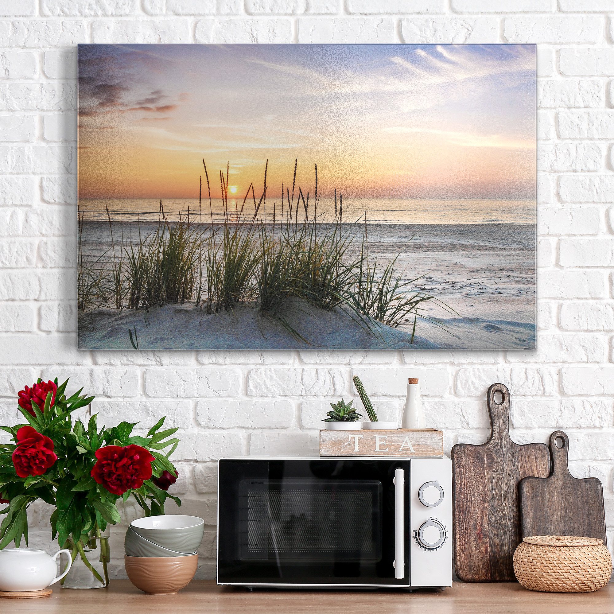 DEQORI Magnettafel 'Sonnenuntergang am Strand', Metall Whiteboard für alle Magnete, Magnetboard magnetisch