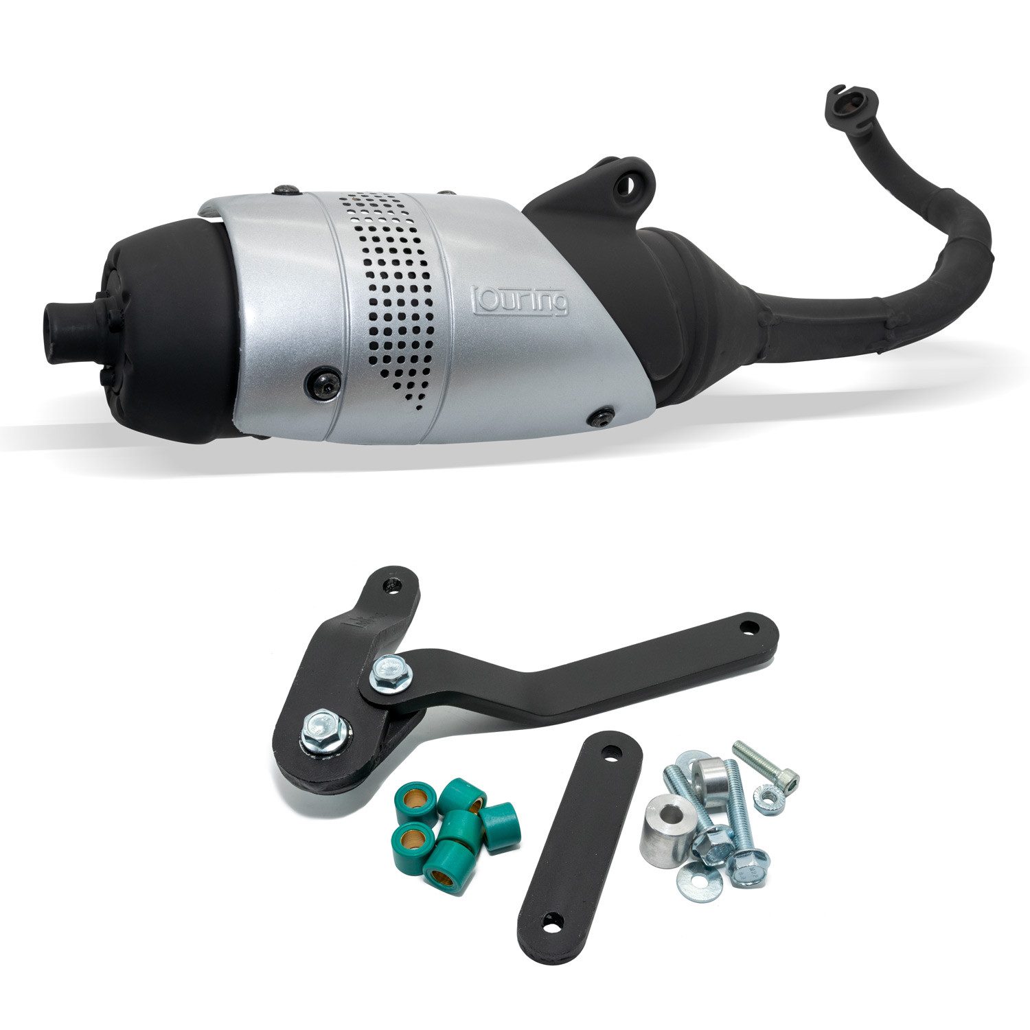 LeoVince Auspuff-Flexrohr Auspuffanlage TOURING Stahl mit ABE für Kymco YUP 50, Dink 50, Top Boy
