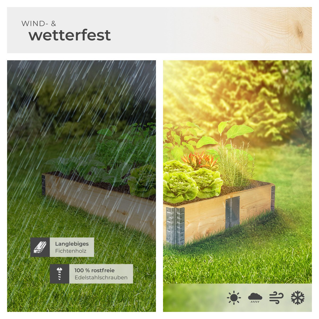 tectake Hochbeet Pflanzenkasten klappbar und stapelbar 120x80x19cm (1 St), aus Holz