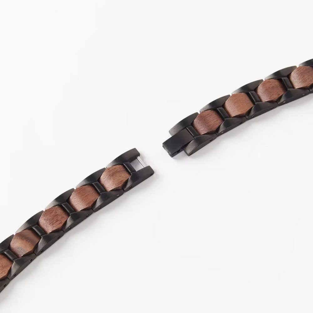 Holztick Bavaria Gliederarmband Lyron, schönes Walnussholz mit dunklem Edelstahl