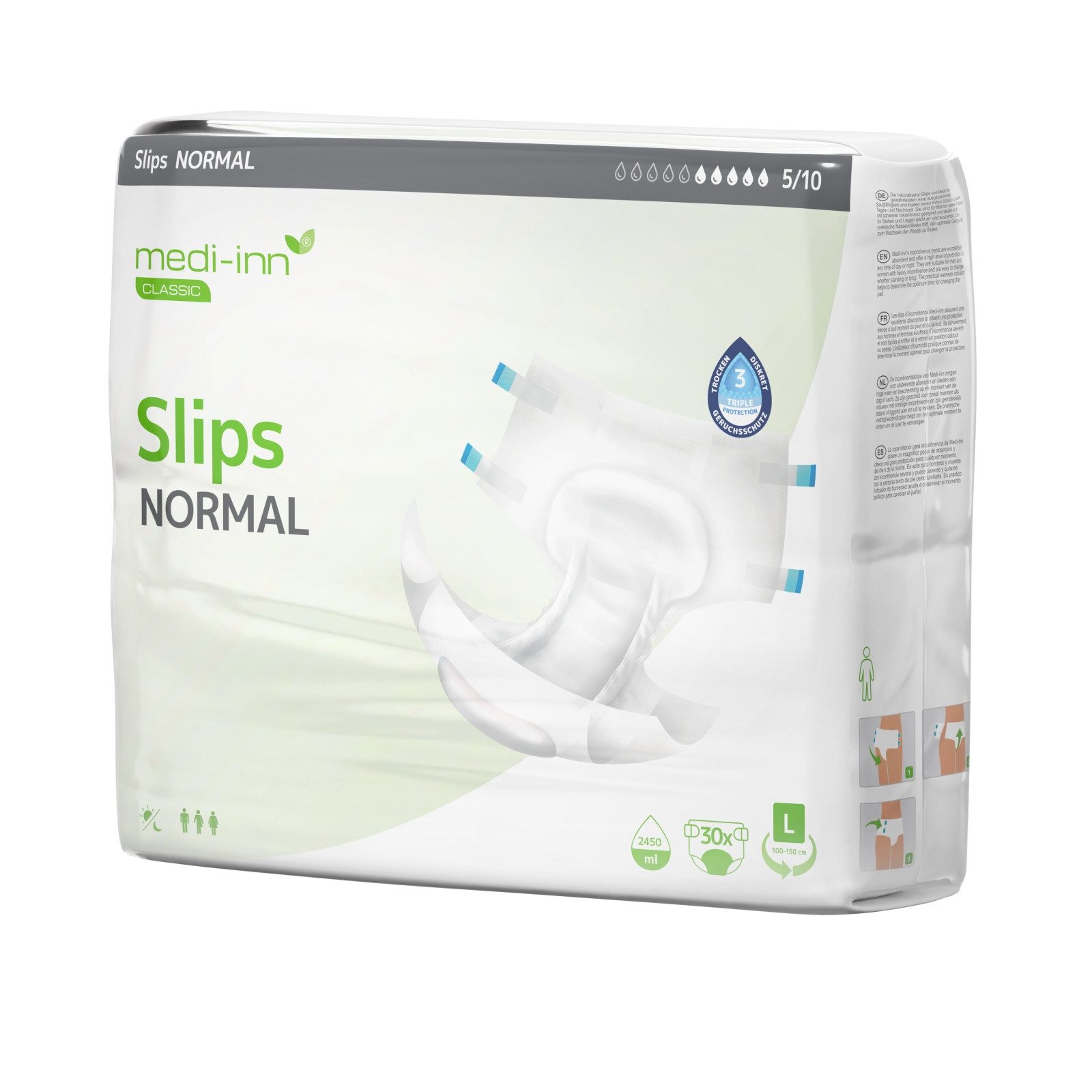 Medi-Inn Inkontinenzslip Inkontinenz-Slips NORMAL, 5 Tropfen, Unisex-Passform, weiß (120-St)