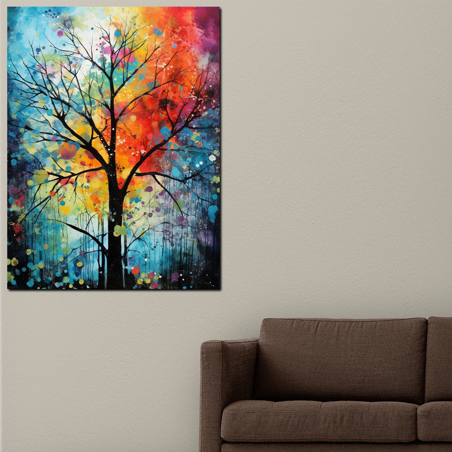 Artedinoi Leinwandbild Abstrakt kahler Baum Paint Style Leinwandbild Wandbild Kunstdruck XL W, Kahler Baum, gemalt