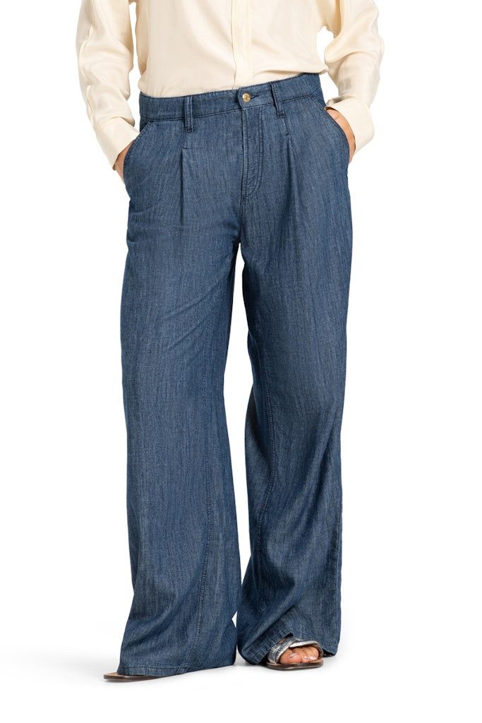 Cambio Stoffhose Weites Bein mit Bundfalte